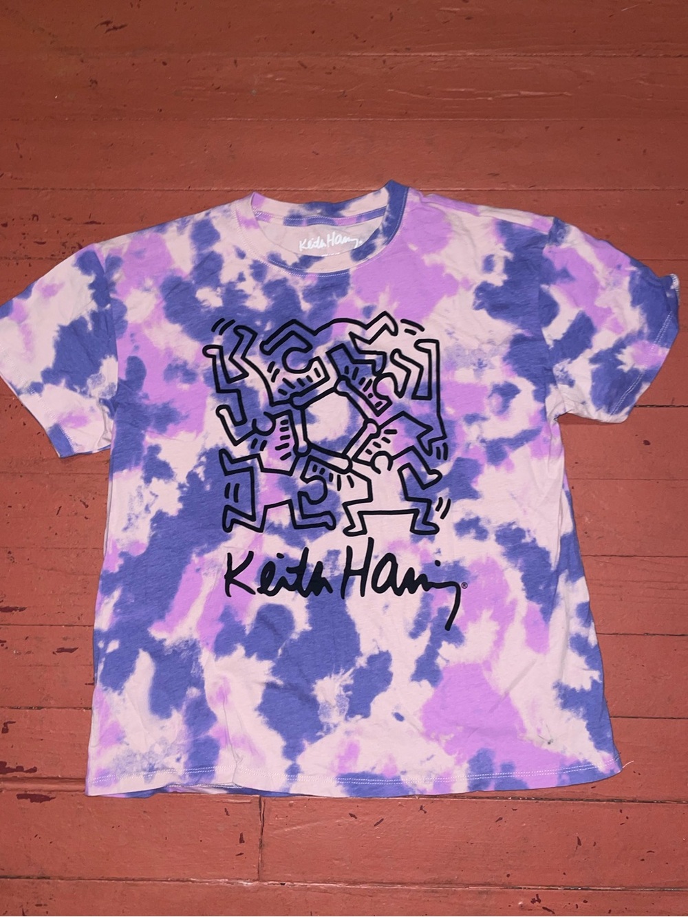 Keith harring Tie-Dye Graphic Tee - Purple & White